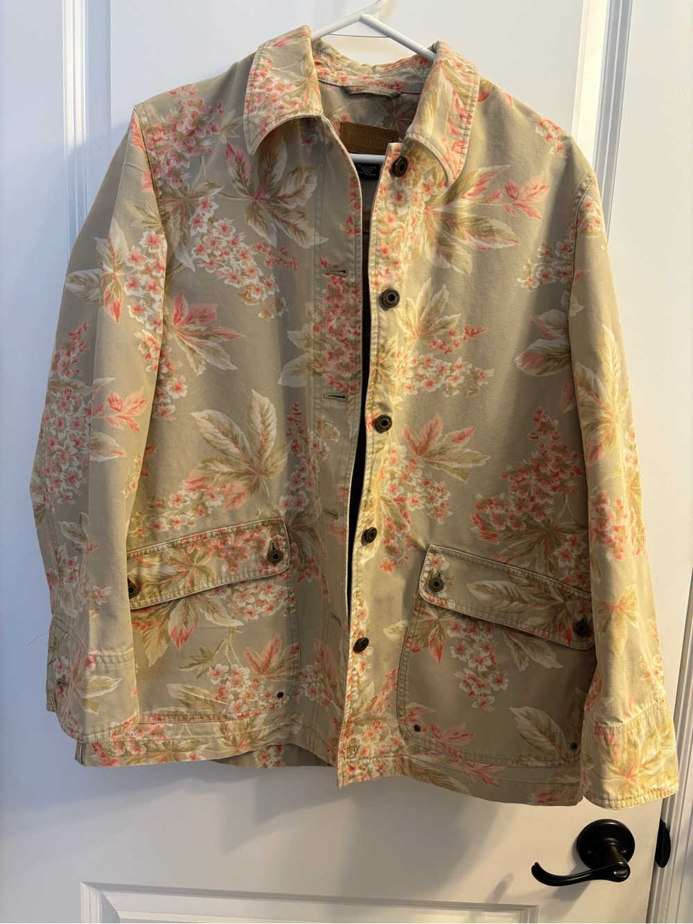 Jones New York Floral Utility Jacket in Beige and Coral - Med - Excellent Cond.